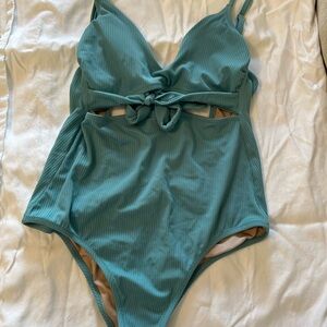 Shade & Shore Teal Ribbed Swimsuit